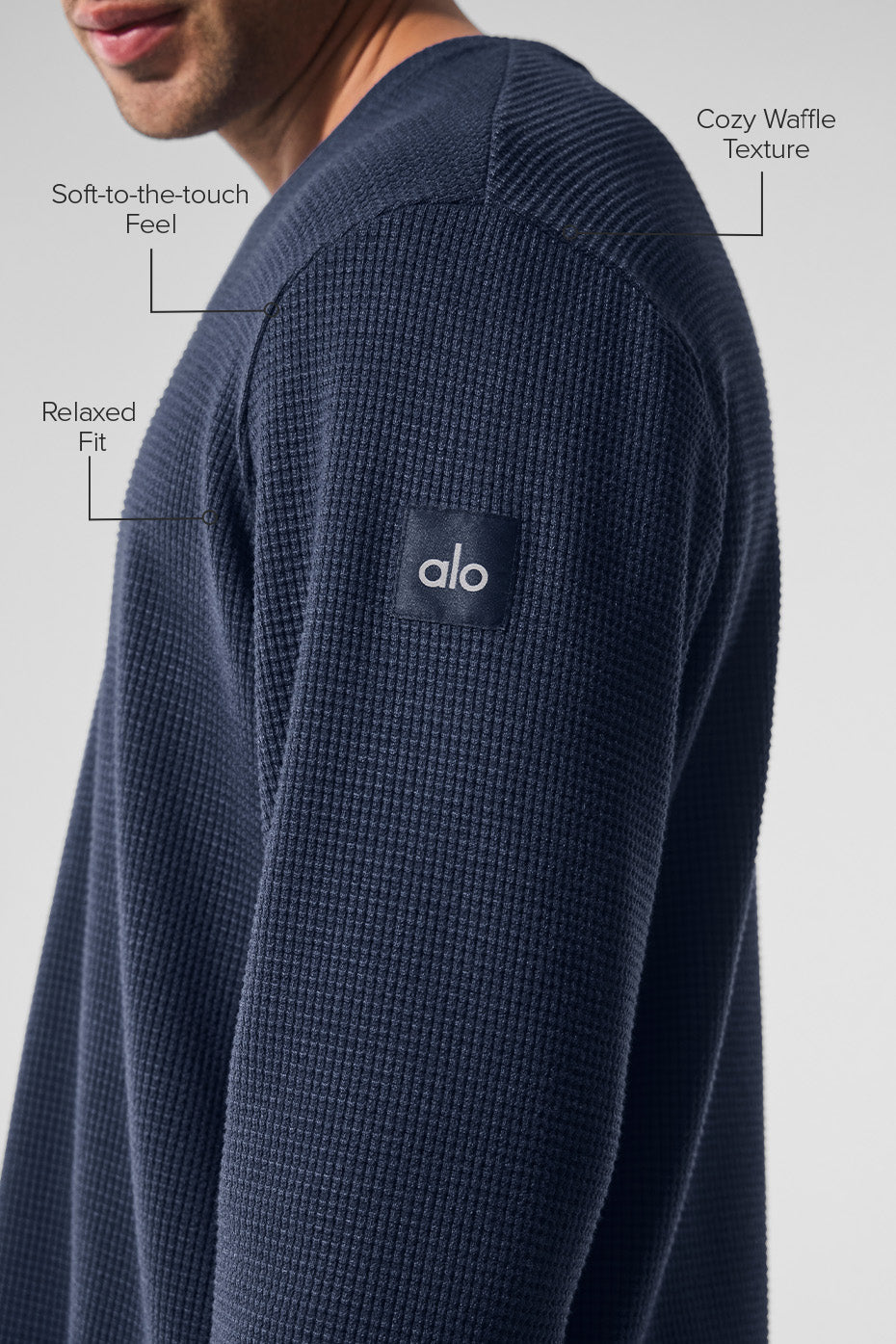 Elevate Waffle Long Sleeve Crew - Navy