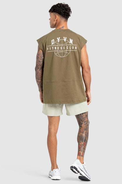 DYVN' Fitness Club Cut Off Tank - Army Green